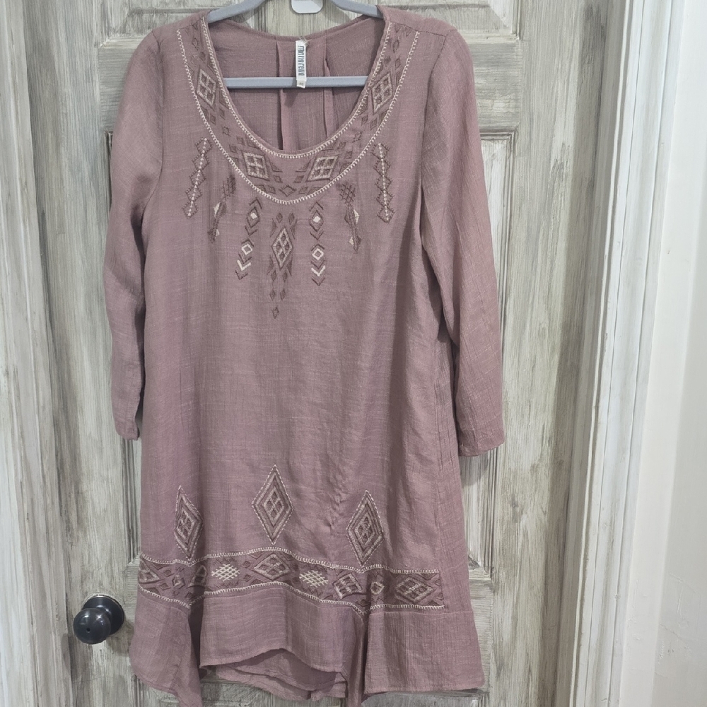 Anthropologie Monoreno Mauve Long Sleeve Tunic Dress